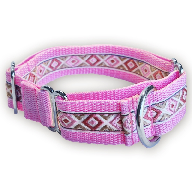 Martingale halsband - Mosaic Pink - 2 of 2,5 cm Martingale halsband - Mosaic Pink - 2 of 2,5 cm