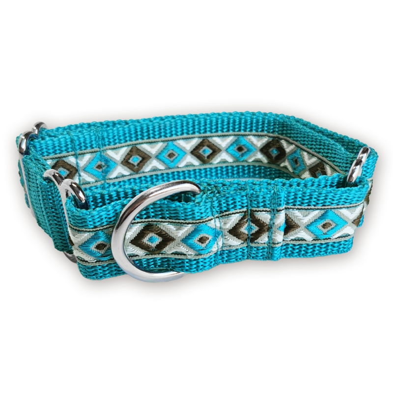 Martingale halsband - Mosaic Turquoise - 2 cm of 2,5 cm Martingale halsband - Mosaic Turquoise - 2 cm of 2,5 cm