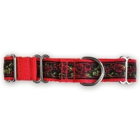Martingale halsband - Midnight Rose - Red - 2,5 cm