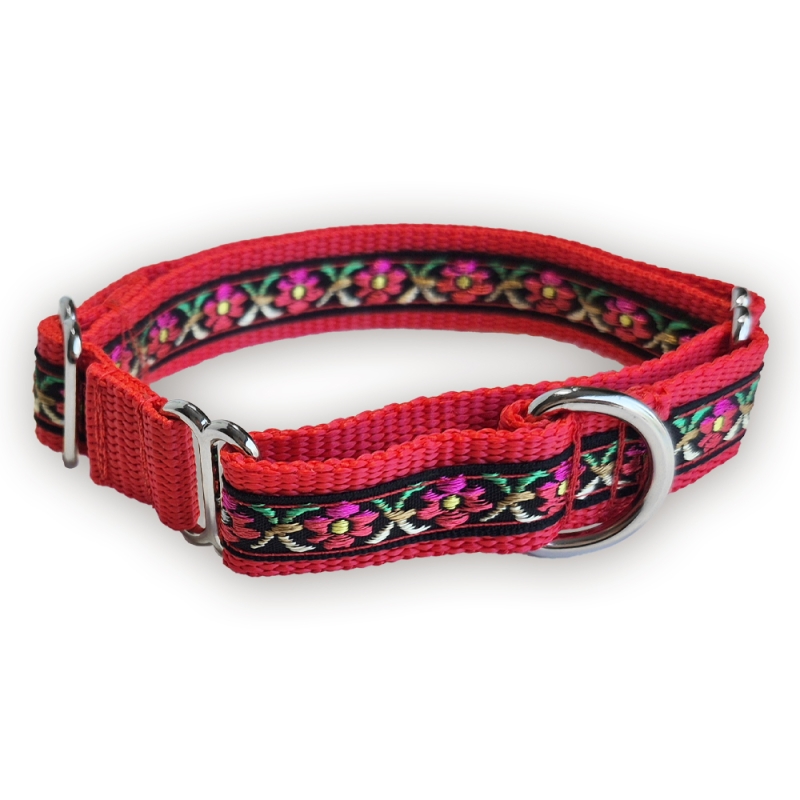 Martingale halsband - Flora Red - 2 cm Martingale halsband - Flora Red - 2 cm