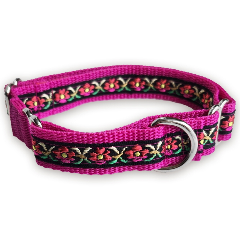 Martingale halsband - Flora Magenta - 2 cm Martingale halsband - Flora Magenta - 2 cm