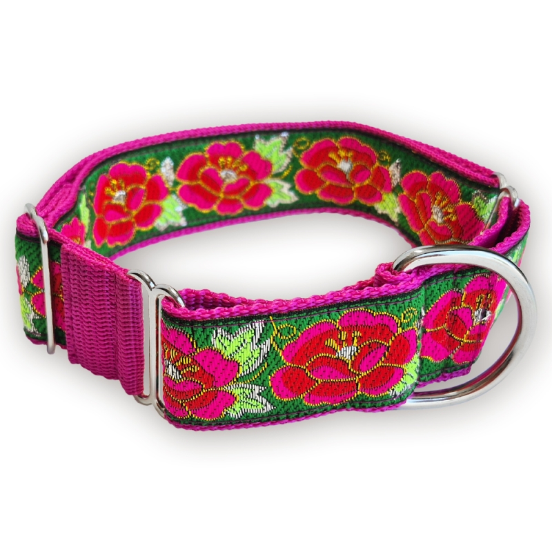 Martingale halsband - Wild Rose Magenta - 4 cm Martingale halsband - Wild Rose Magenta - 4 cm