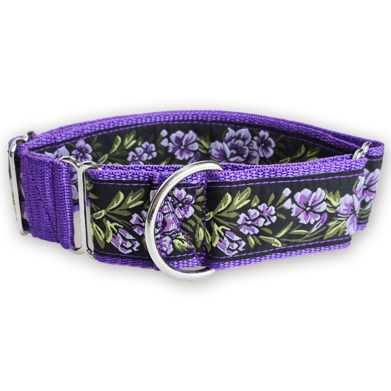 Martingale halsband - Midnight Rose – Violet - 4 cm Martingale halsband - Midnight Rose – Violet - 4 cm