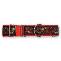 Martingale halsband - Midnight Rose - Red - 4 cm