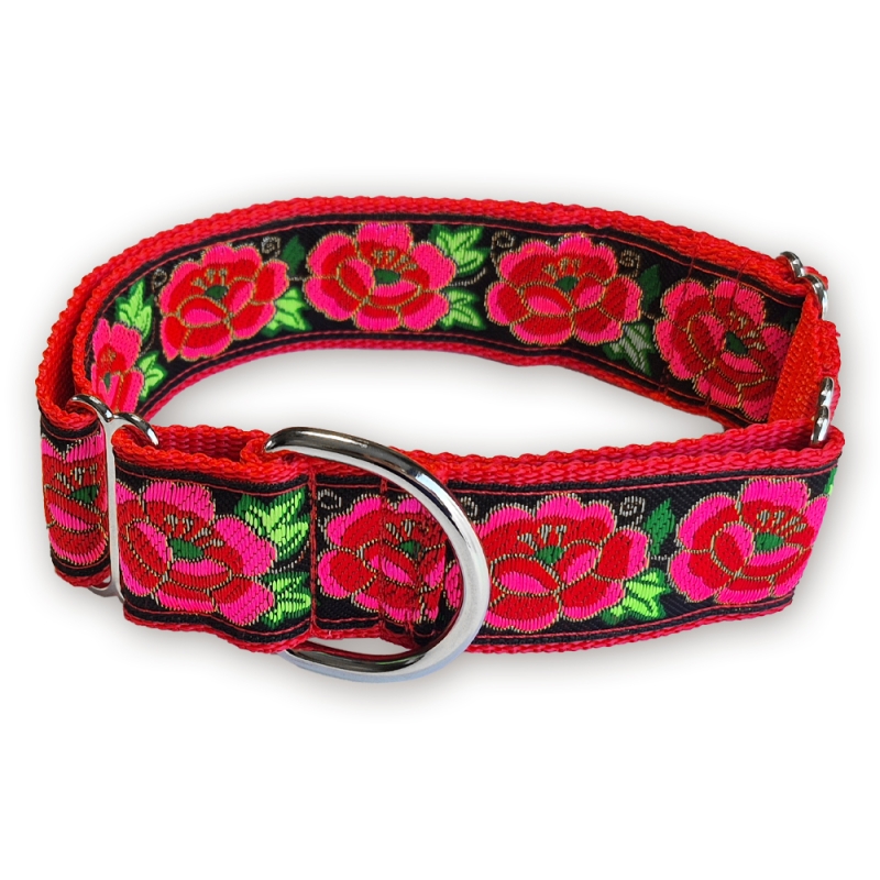 Martingale halsband - Electric Rose - Red - 4 cm Martingale halsband - Electric Rose - Red - 4 cm
