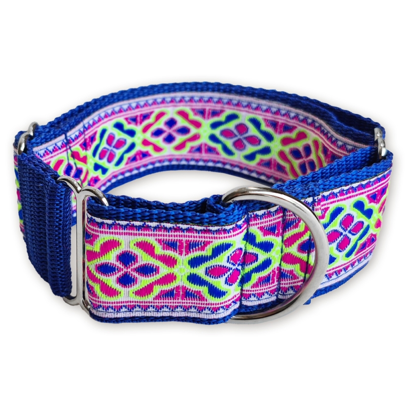 Martingale halsband - Kaleido Blue - 4 cm Martingale halsband - Kaleido Blue - 4 cm
