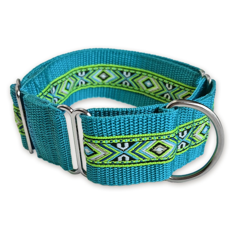 Martingale halsband - Chevron Turquoise - 4 cm Martingale halsband - Chevron Turquoise - 4 cm