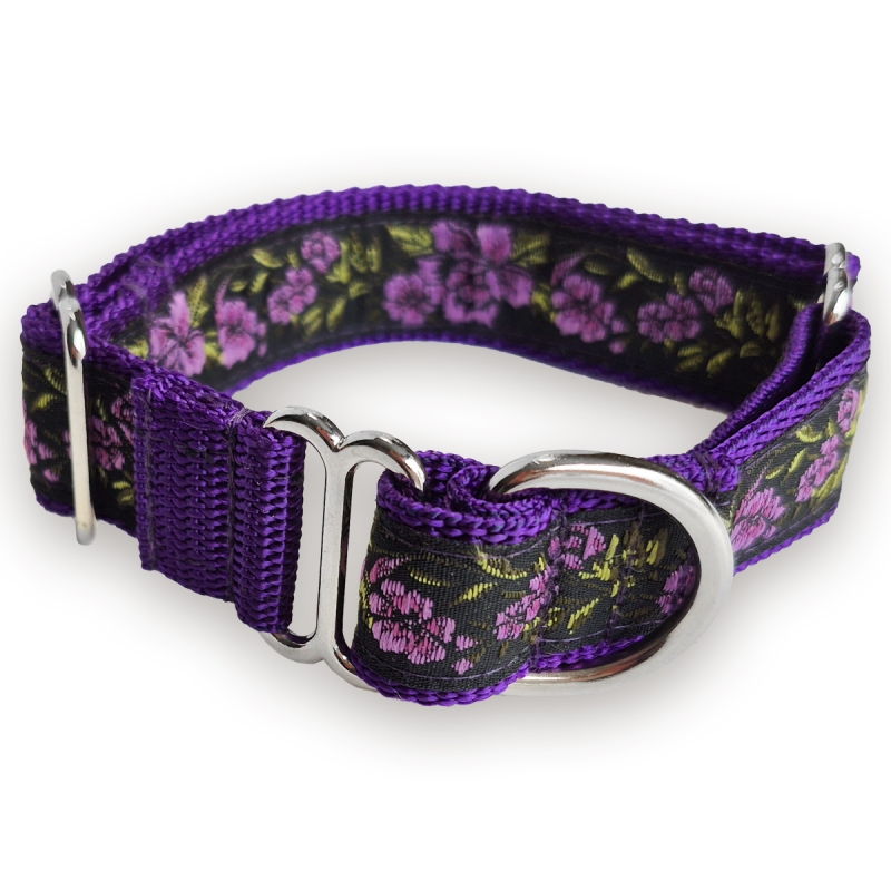 Martingale halsband - Midnight Rose Purple - 2,5 cm Martingale halsband - Midnight Rose Purple - 2,5 cm