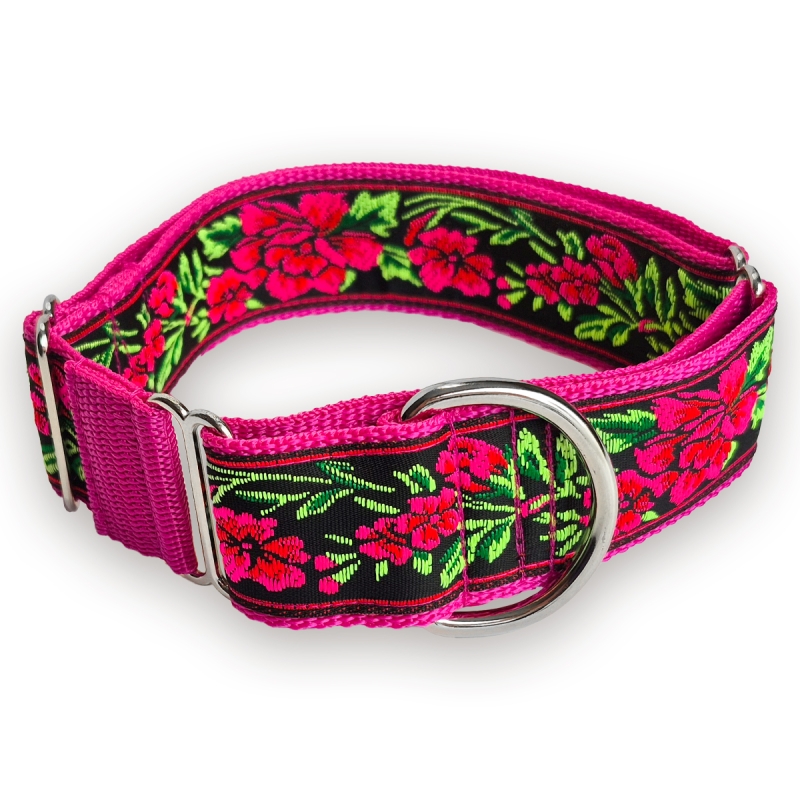 Martingale halsband - Hot Hibiscus Magenta - 4 cm Martingale halsband - Hot Hibiscus Magenta - 4 cm